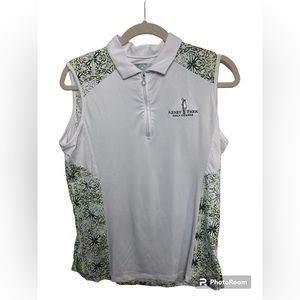 Callaway white with pattern sleeveless golf shirt. Keney Park. Large